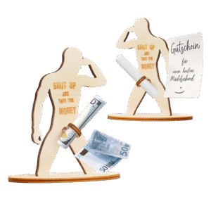 Figura masculina soporte para regalar dinero