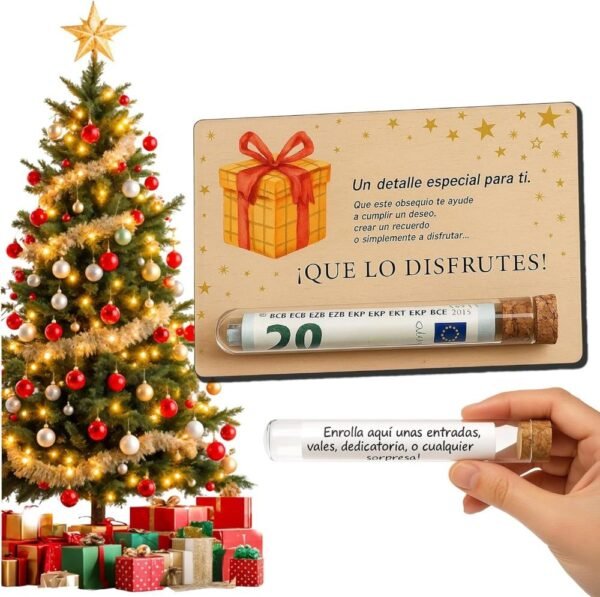 Tarjeta para regalo sorpresa de navidad