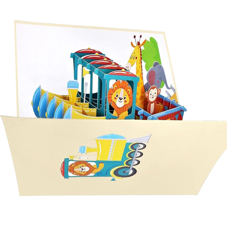Tarjeta de felicitación de tren y animales: imagen 1